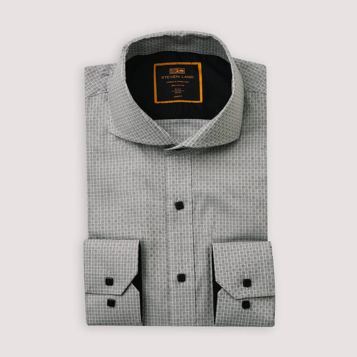 The Corbello | Cutaway Collar | Mitered Button Cuff | Black for wholesale by Steven Land