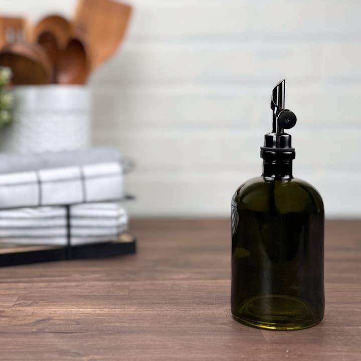 The Bottle Shoppe - Wholesale Oil/Vinegar Dispenser - 16-ounce Vintage Green Bottle with Weighted Pour Spout