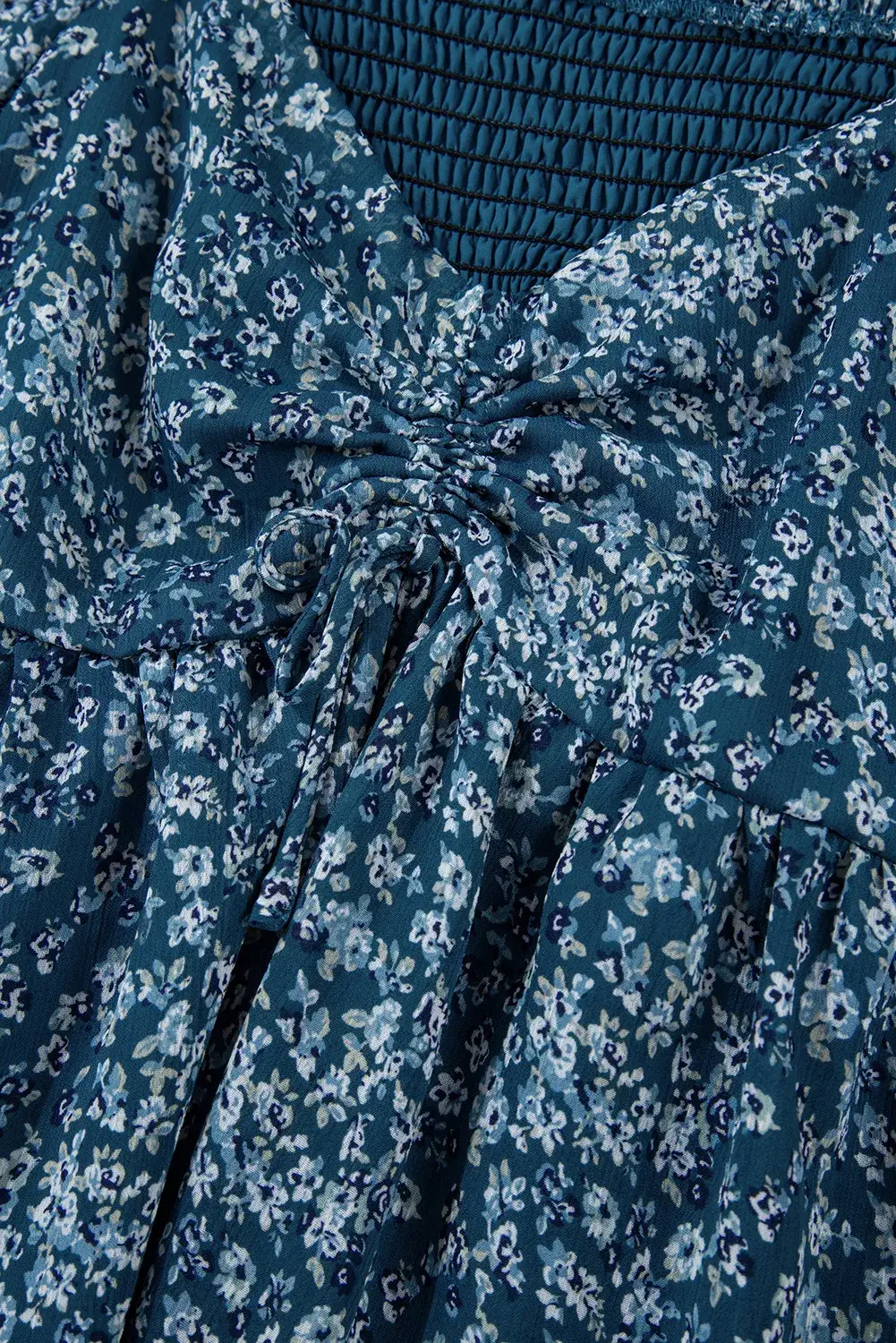 Lovesoft - Wholesale Dress - Women's - Green Floral Print Sweetheart Neck Shirred Back Mini Dress5