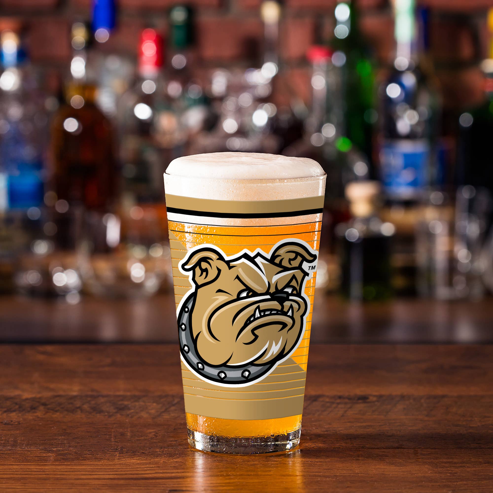 Rico Industries - Wholesale Beer Glass/Mug - NCAA  Bryant Bulldogs  16 oz Pint Glass1