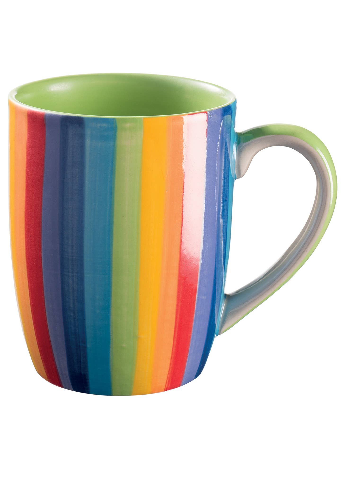 Namaste - Wholesale Koffiemok - Handgeschilderde keramische mok met verticale strepen in regenboog