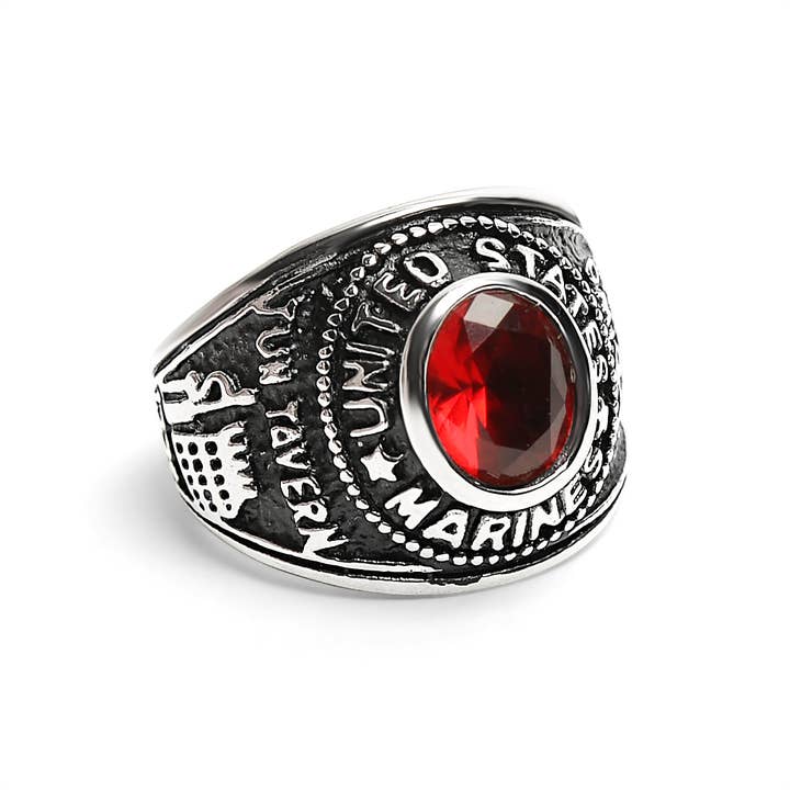 WJW - Wholesale Cocktail/Statement Ring - United States Marine Corp Stainless Steel Women's Ring