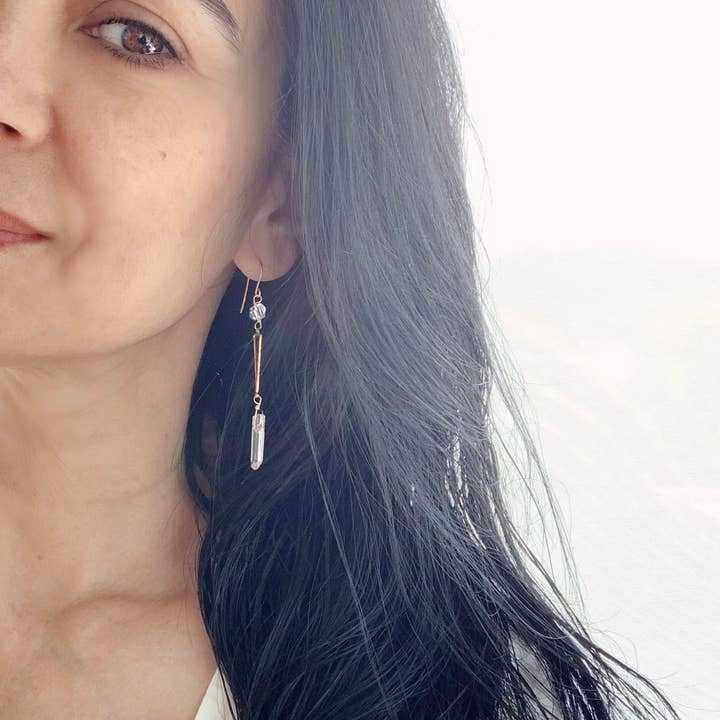Laura Stark Designs - Wholesale Dangle earrings - Long Crystal Triangle Earrings | Boho Earrings1