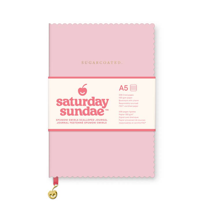 Bubble Gum A5 Spumoni Swirls Scalloped Journal for wholesale by Saturday Sundae