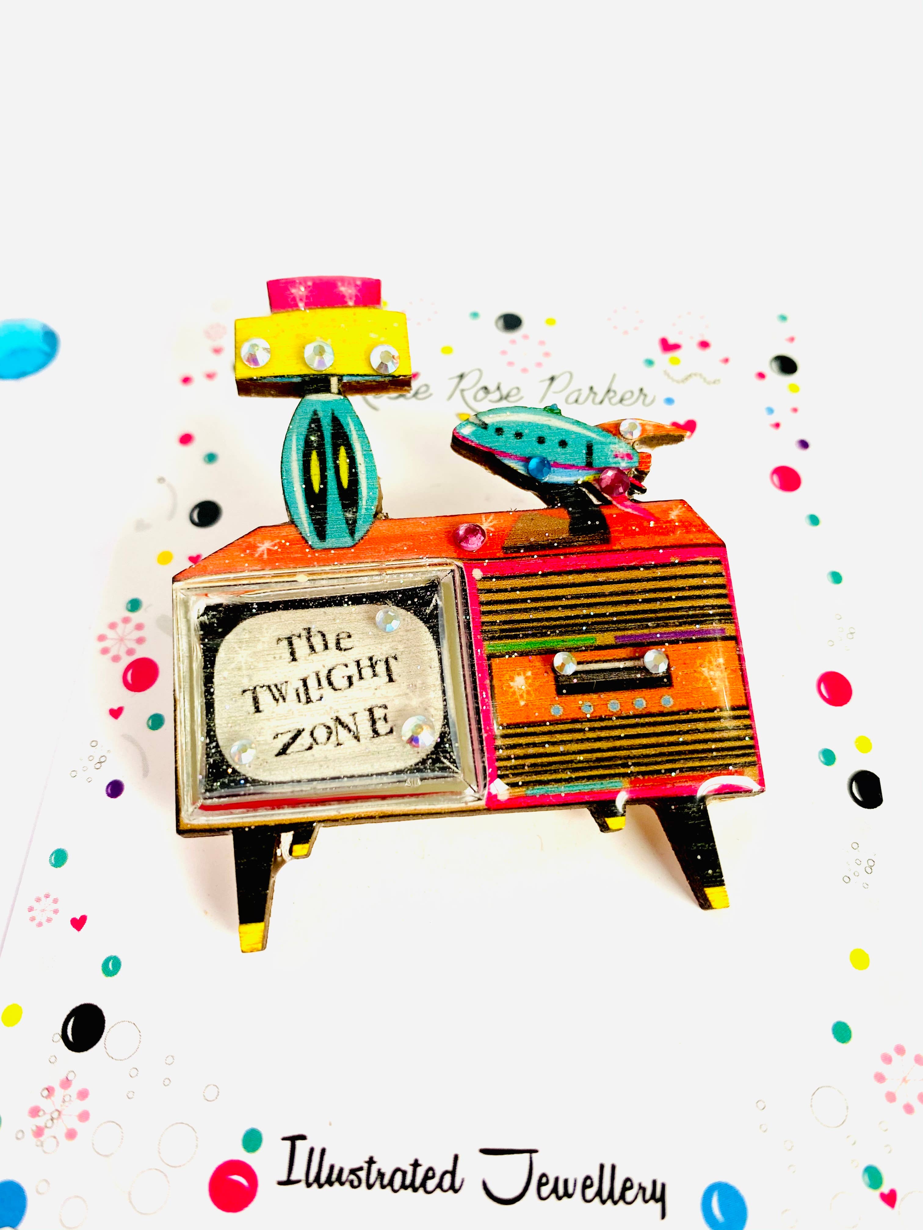 Rosie Rose Parker - Wholesale Brooch - Retro tv brooch colourful summer brooch statement unusual12