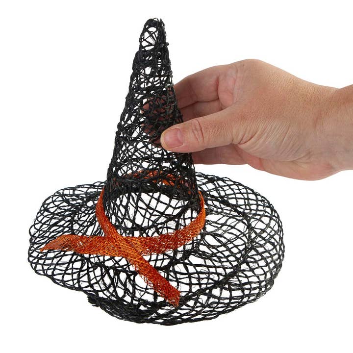 Factory Direct Craft - Wholesale Doll Clothing - Kids - 8" Halloween Black Woven Abaca Witch Hat with Orange Band1