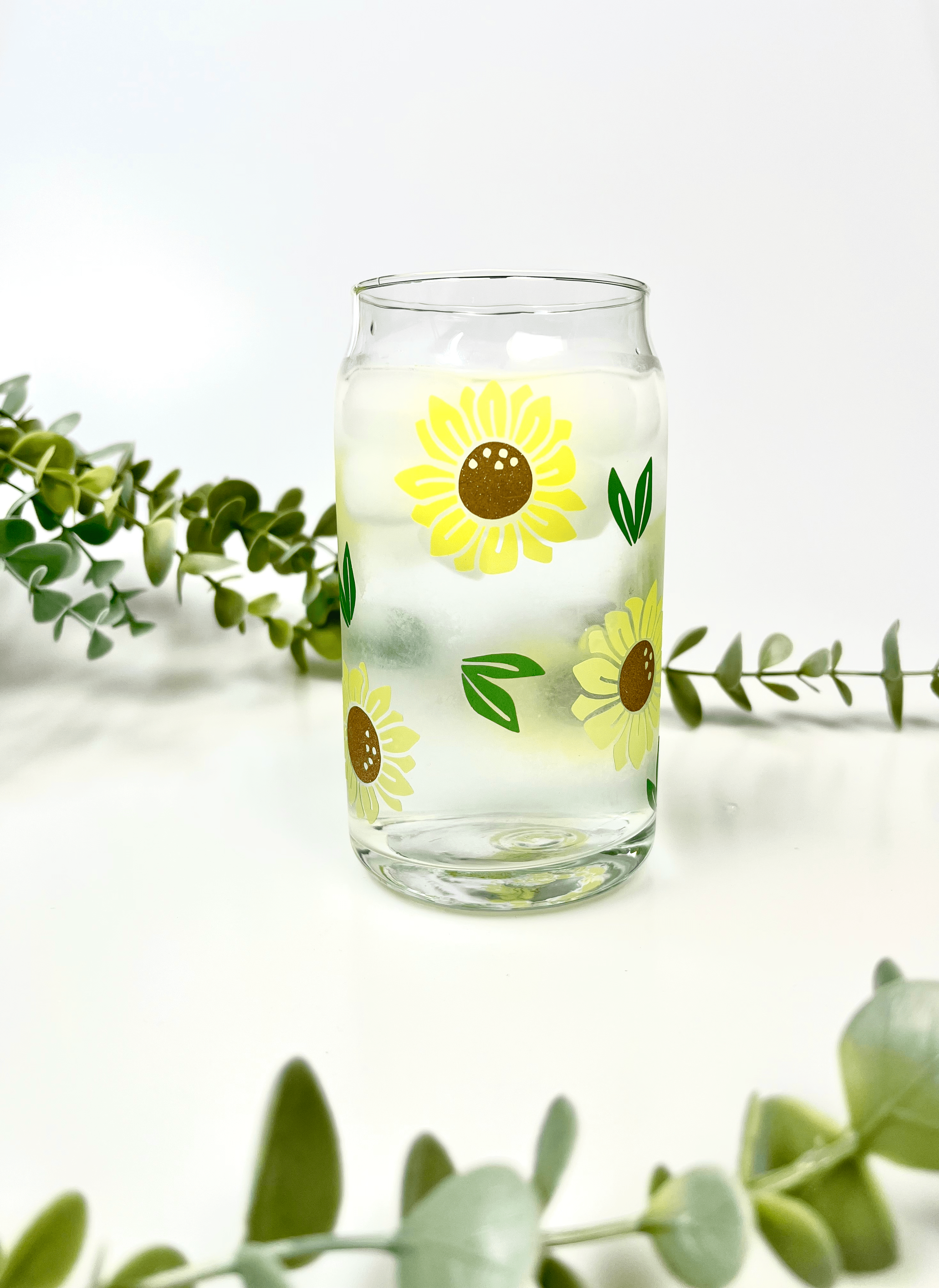 SparklesnMoreCo - Wholesale Drinking Glass/Cup - Sunflower Can Glass Cup, color changing cup, summer3