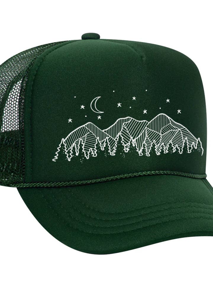 Nacht Himmel Kinder Trucker Cap: Dunkelgrün für den Großhandel von Made of Mountains