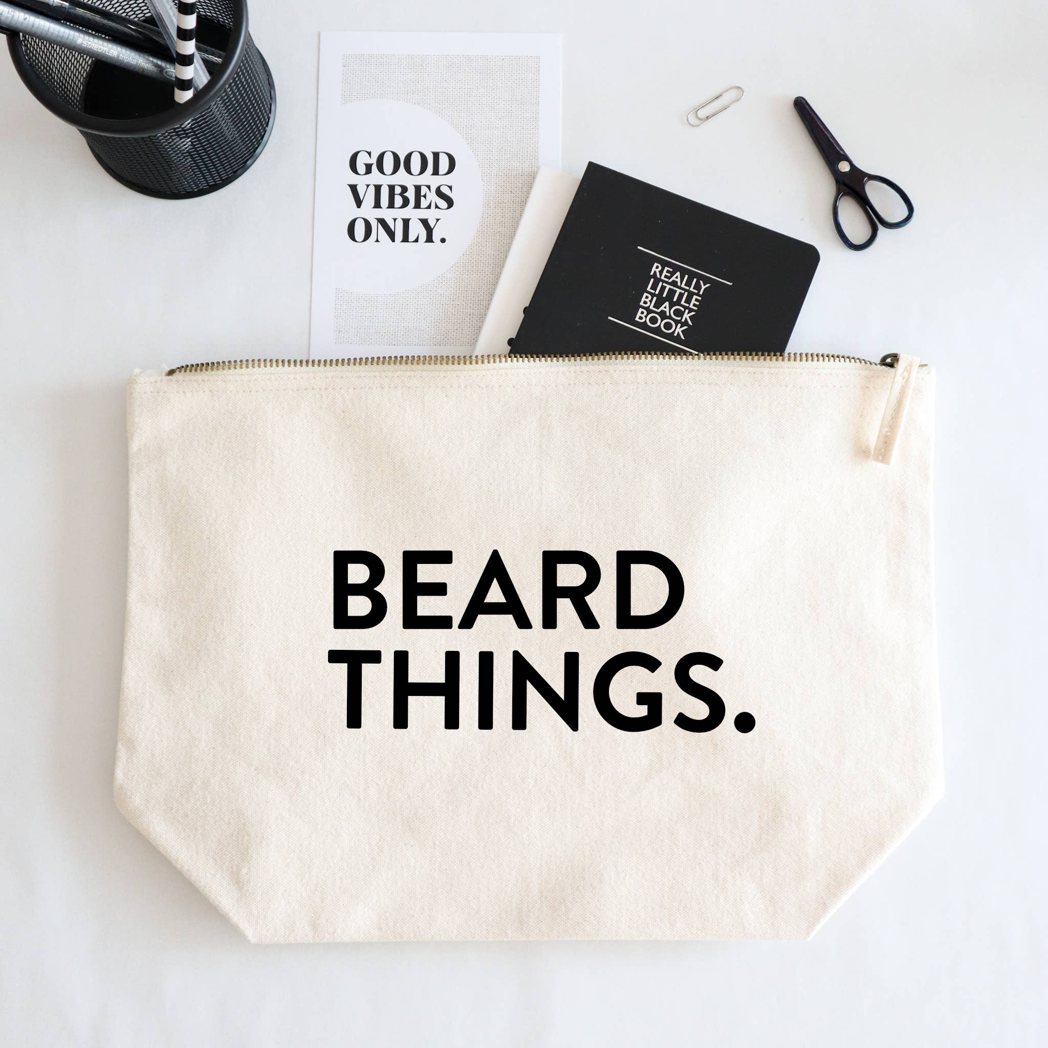 Word Up Creative - Wholesale Toiletry Bag - Men's - Beard Things Zipped Pouch toiletry Bag1