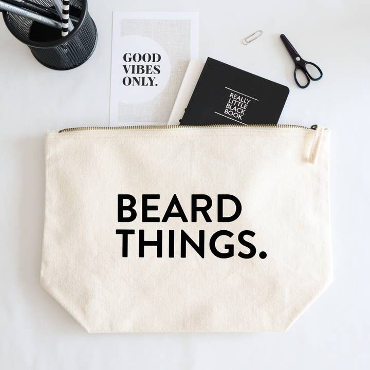 Word Up Creative - Wholesale Toiletry Bag - Men's - Beard Things Zipped Pouch toiletry Bag1