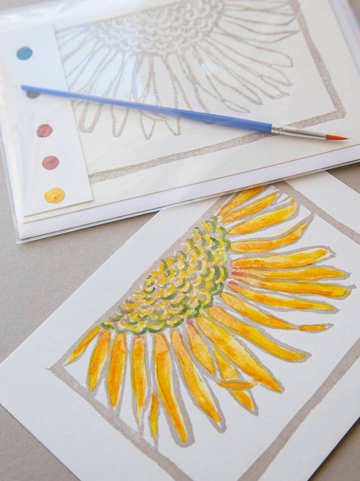 5x7 Sunflower Card Watercolor Art Kit for wholesale by Ashes & Arbor