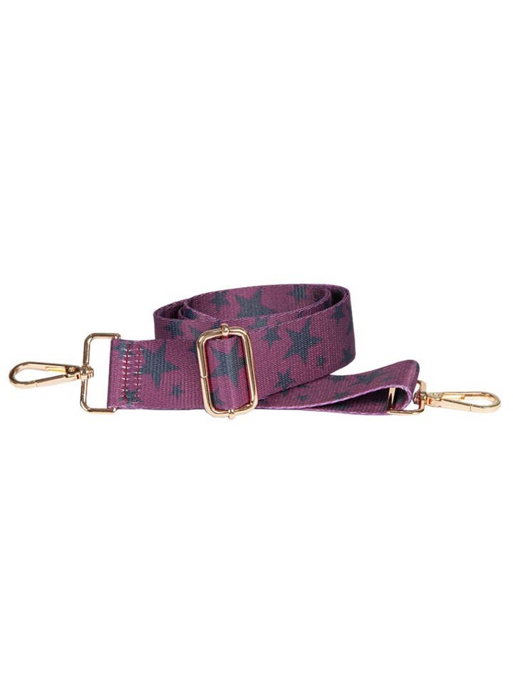Fuchsia All Over Star Print Bag Strap for wholesale by Sarta Accessories