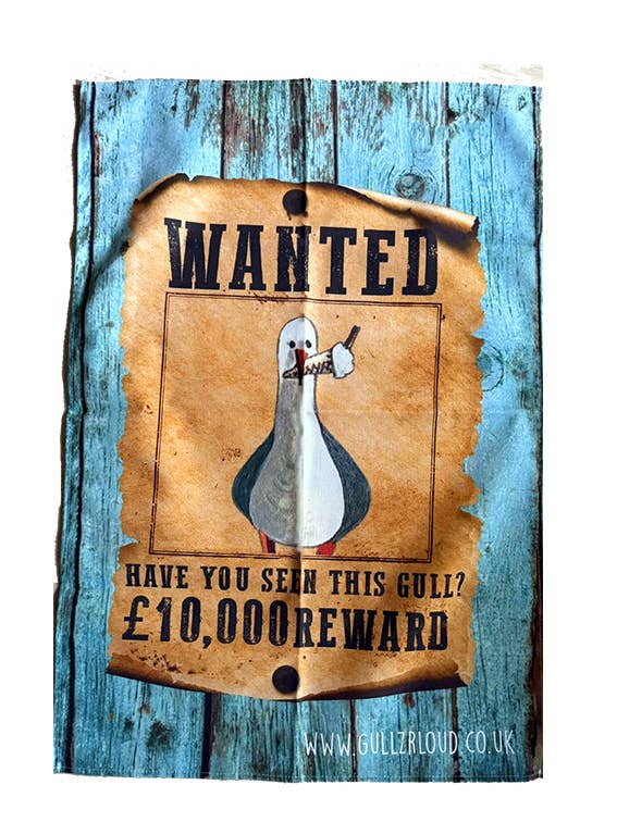 Wanted Ice Cream Thief Gull Tea Towel for wholesale by Gullz R Loud