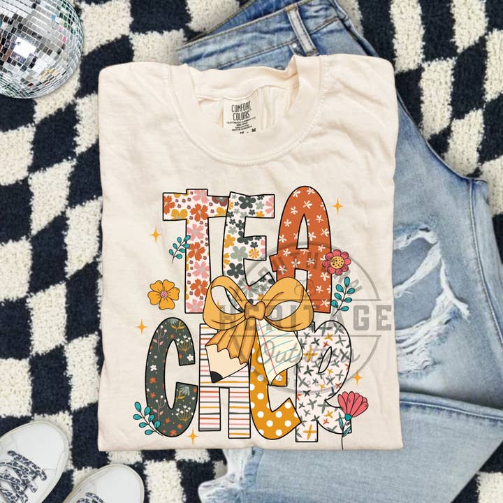 Fall Floral Teacher Tee – Comfort Colors for wholesale by Southern Heritage Outfitters