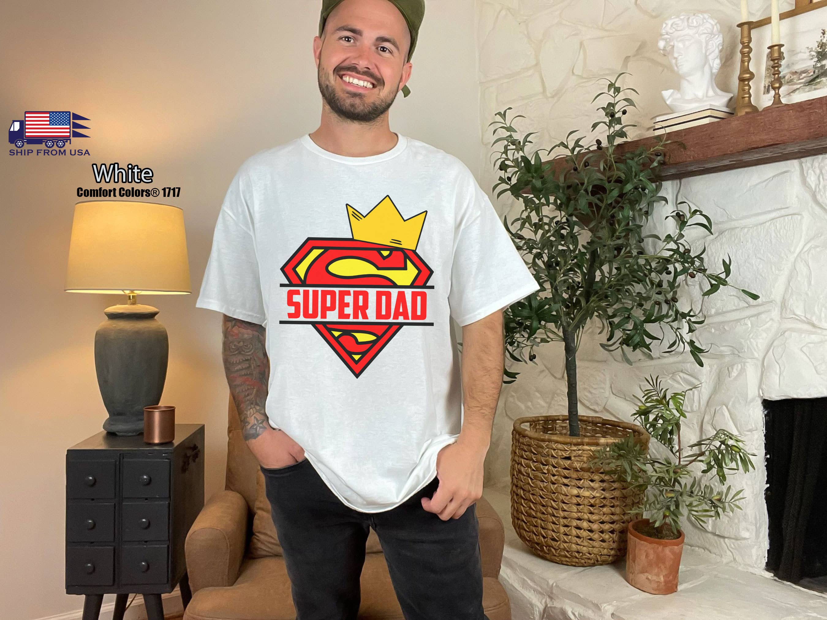 NVC Ecommerce LLC - Vente T-shirt sérigraphié – homme - Chemise Comfort Colors® Super Dad, t-shirt Superman Dad pour la fête des pères4