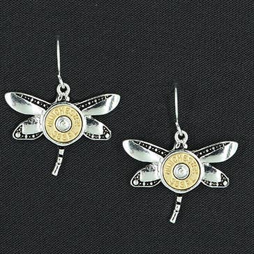 0011 PREMIERE - Vente Boucles d'oreilles pendantes - Boucles d'oreilles Winchester Bullet Dragonfly en or mat FR4614