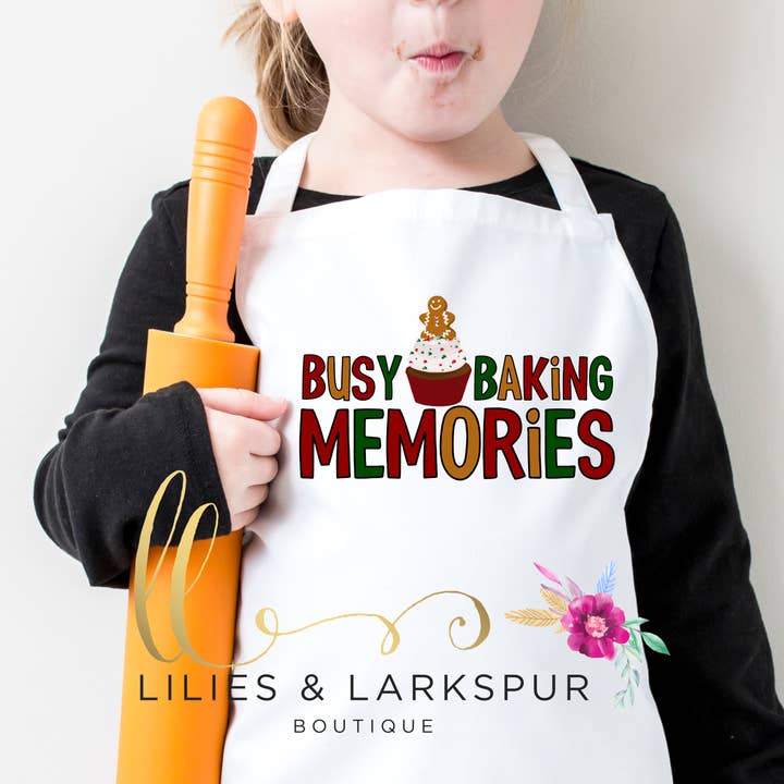Baking Memories Kids apron for wholesale by Lilies & Lark Boutique
