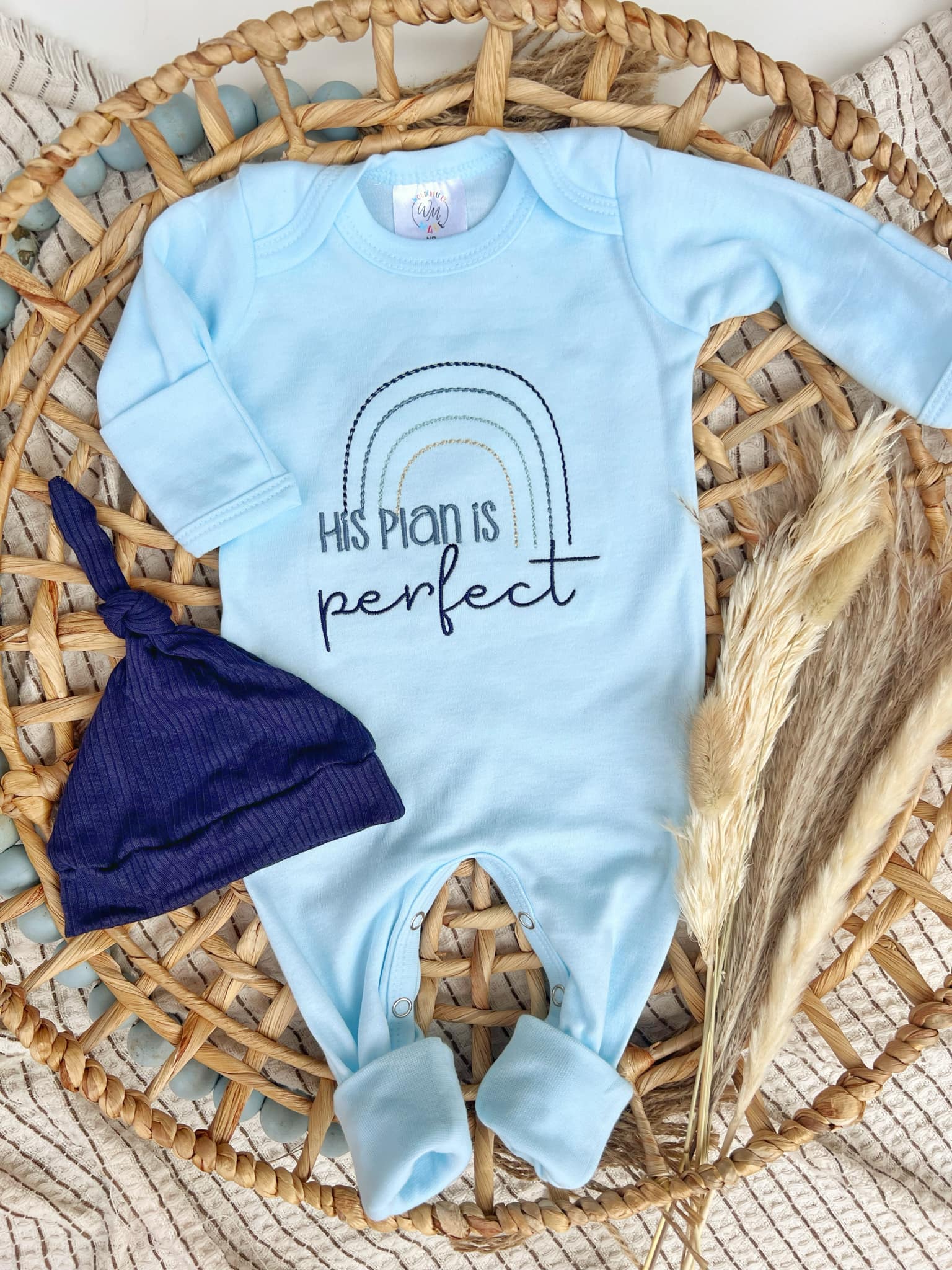 Wonderfully Made - Wholesale Jumpsuit - Baby - Baby Romper | Baby Boy Outfit His Plans Are Perfect Rainbow0