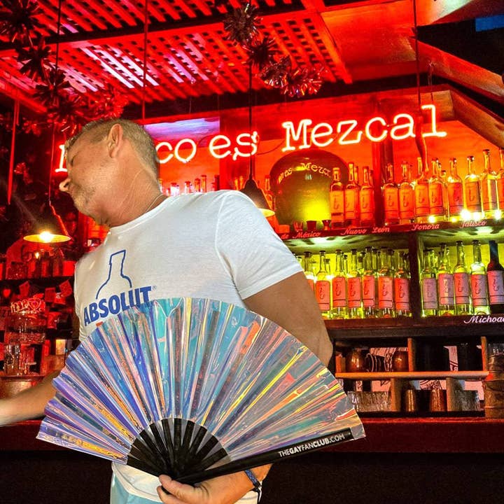 The Gay Fan Club - Wholesale Handheld Folding Fan - Disco Ball Holographic Fan7