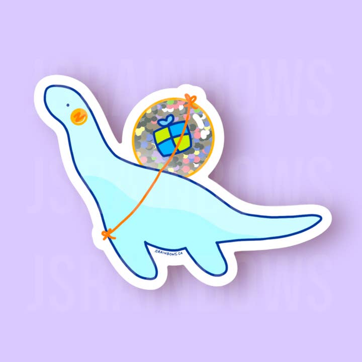 Disco Dinos, Plesiosaurus - Glitter Die Cut Sticker for wholesale by J’s Rainbows