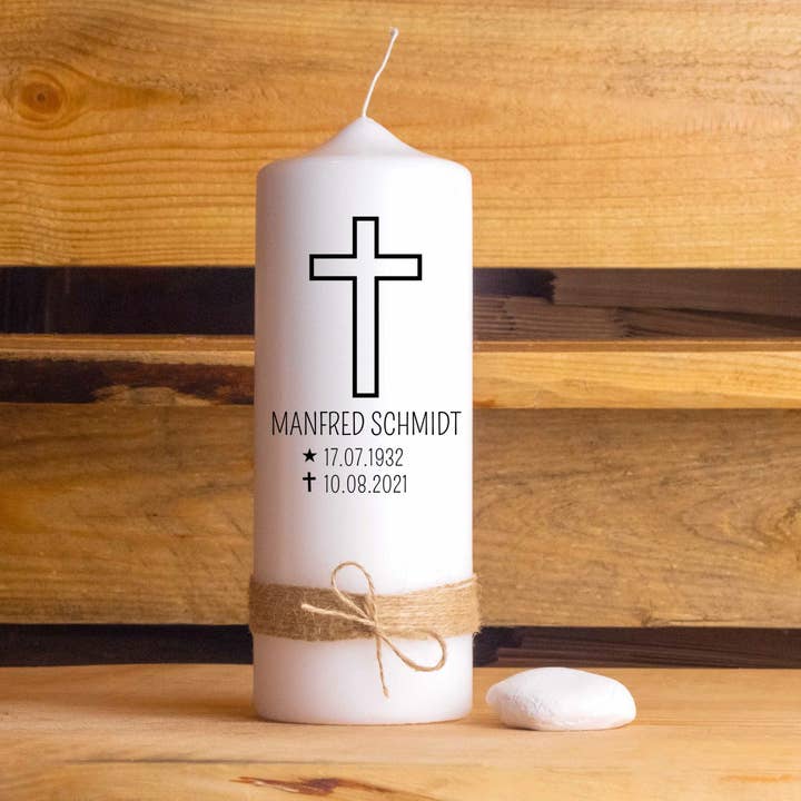 Bougie commémorative classique | 15 à 30 cm de hauteur | Personnalisable pour la vente par Die Kerzenwerkstatt