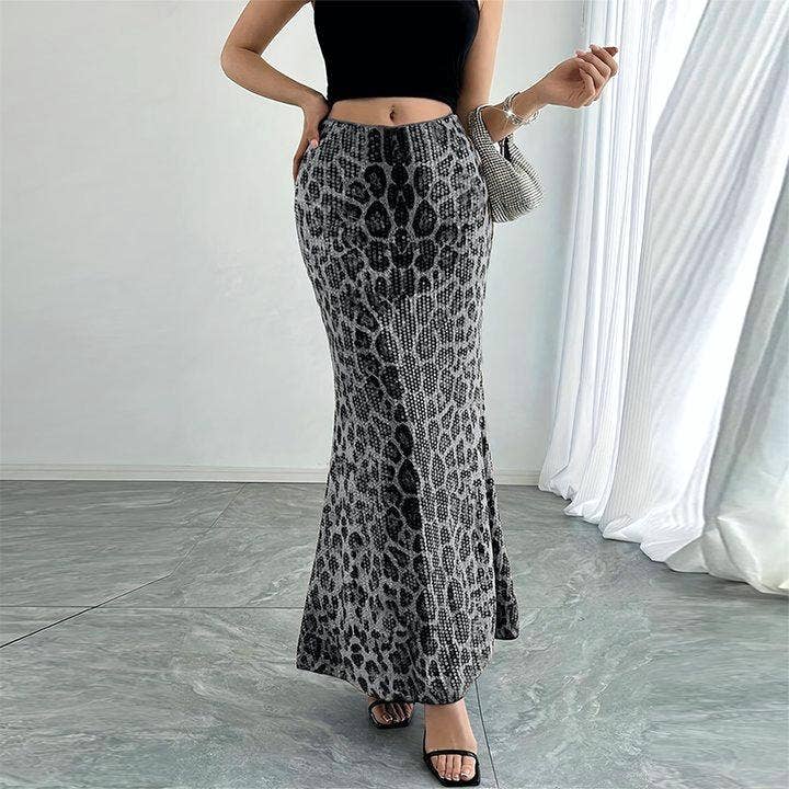 HIDDENBRAND - Wholesale Skirt - Women's - Stretch maxi party sequin leopard skirt14