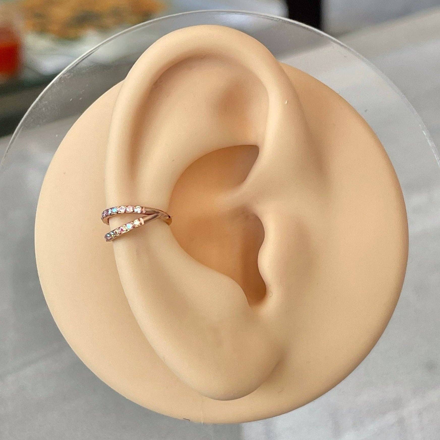 Elara Body Jewelry - Wholesale Single Earring - Rose Gold Aurora Conch Piercing (16G | 8mm or 10mm | Titanium | Rose Gold, Gold, or Silver)5