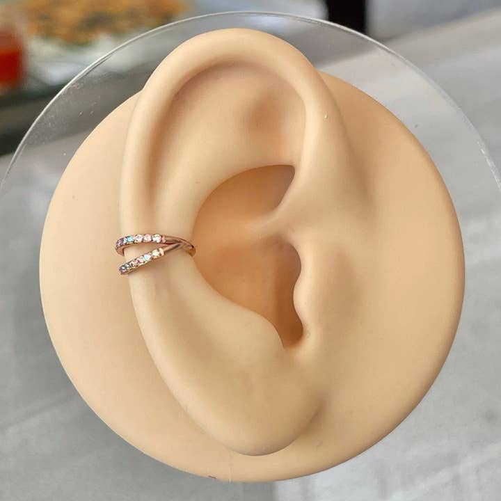 Elara Body Jewelry - Wholesale Single Earring - Rose Gold Aurora Conch Piercing (16G | 8mm or 10mm | Titanium | Rose Gold, Gold, or Silver)5