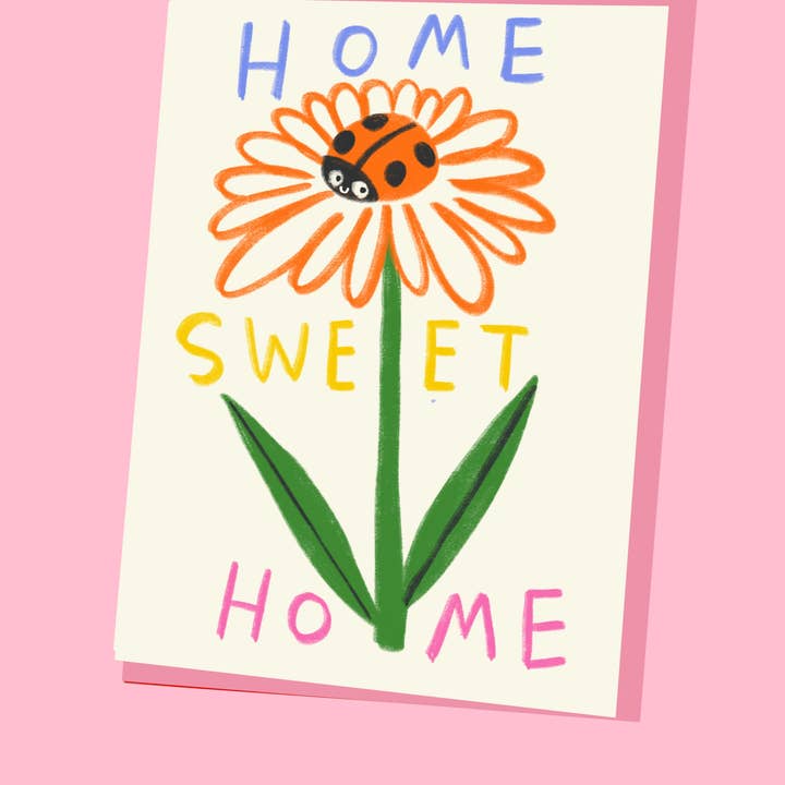 Kitty Kenda Papergoods - Vendita all'ingrosso Biglietti di auguri generici - Biglietto di Auguri per la Nuova Casa con Coccinella e Fiori