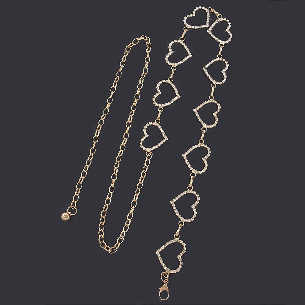 3AM BY H&D ACCESSORIES - Wholesale Belt - Women's - Multi Rhinestone Heart Shape Chain Belt5