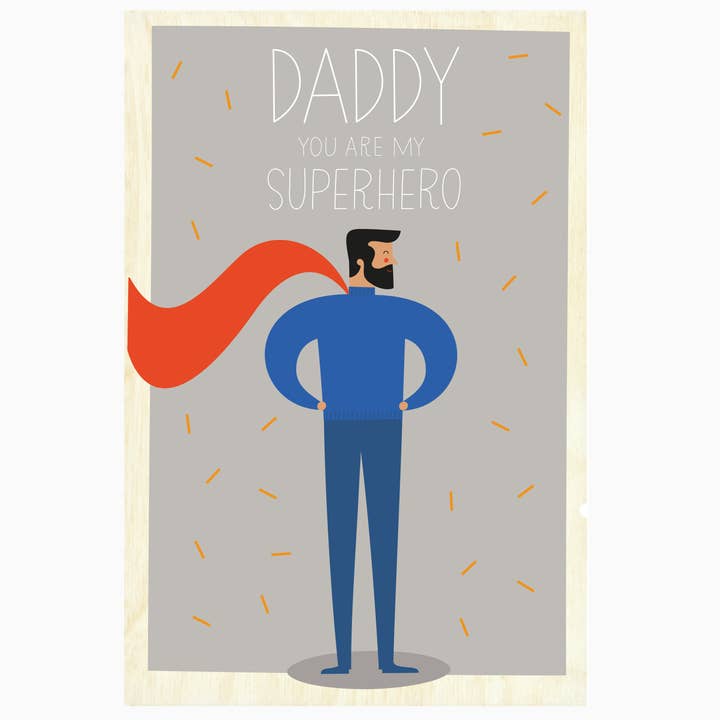 milin - Wholesale Father's Day Card - Wooden card Daddy you are my Superhero!8