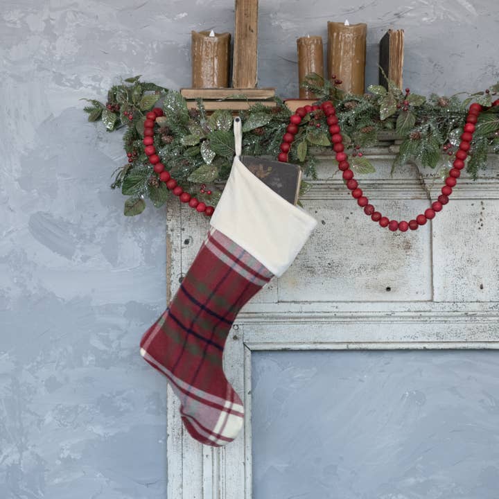 Ragon House - Wholesale Holiday Stocking - RED PLAID STOCKING