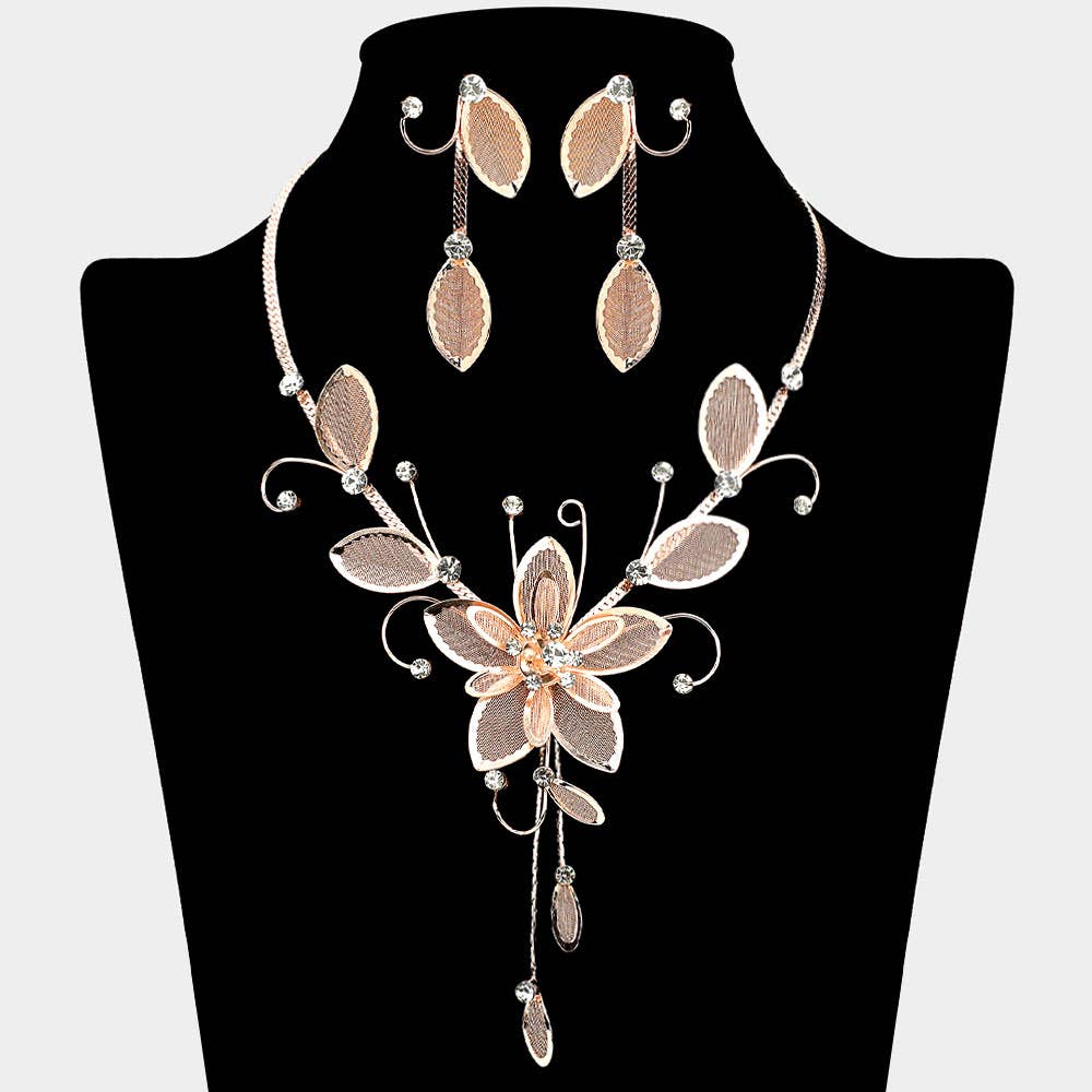 Sensibling Corp. - Vente Colliers plastrons - Collier Plastron Feuille Fleur en Maille de Pierre1