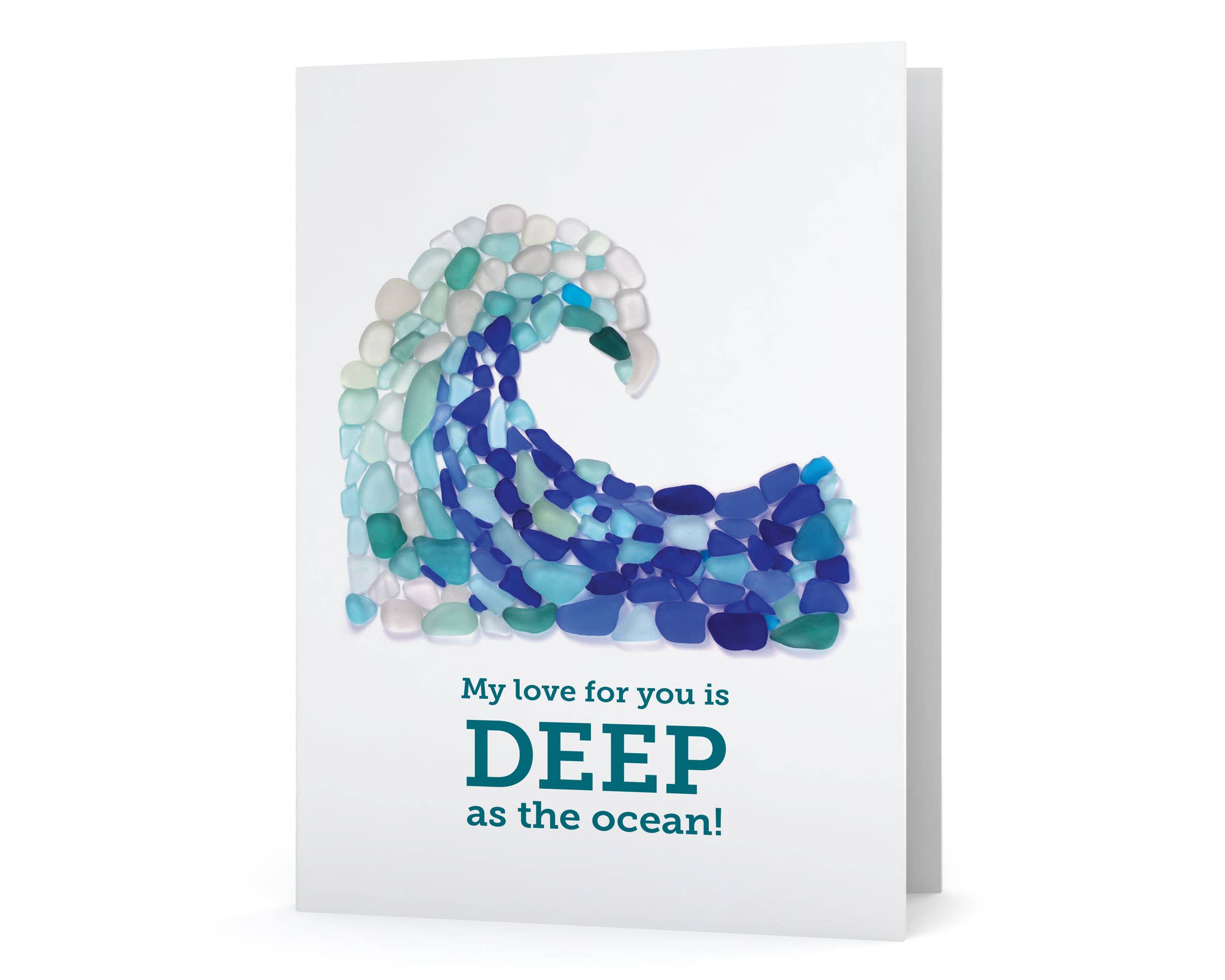Beachcombing / Etched by the Sea - Wholesale Love Card - Sea Glass Wave My Love For You Is Deep As The Ocean Card0