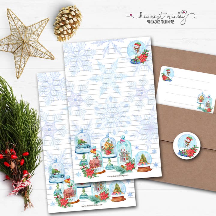 Set d'écriture de lettres Snow Globes pour la vente par Dearest Nicky / Mouse & Wren