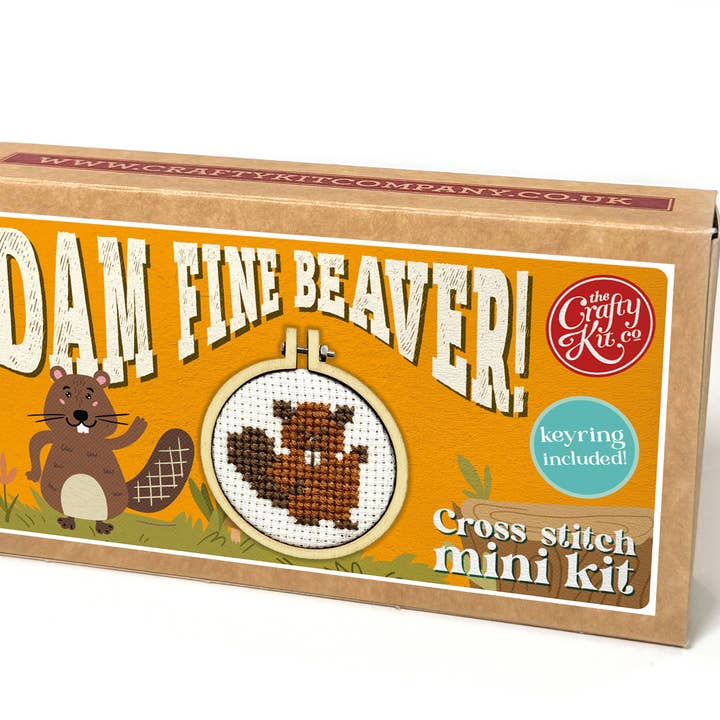 The Crafty Kit Company - Wholesale Embroidery/Cross Stitch Supplies - 'Dam fine beaver!' Mini Matchbox Cross Stitch Kit4