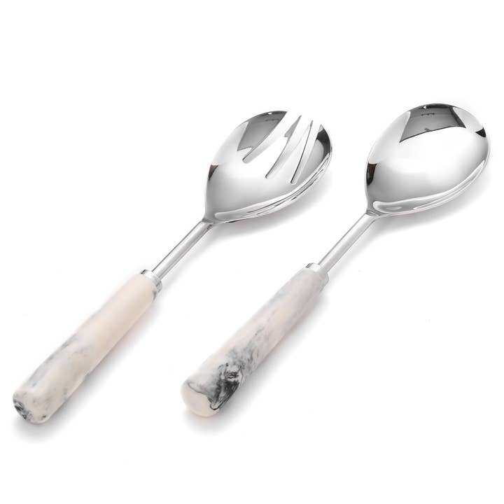 Conjunto de 2 peças de servidor de salada de metal e resina banhado a ouro (12) por atacado de Tiramisu