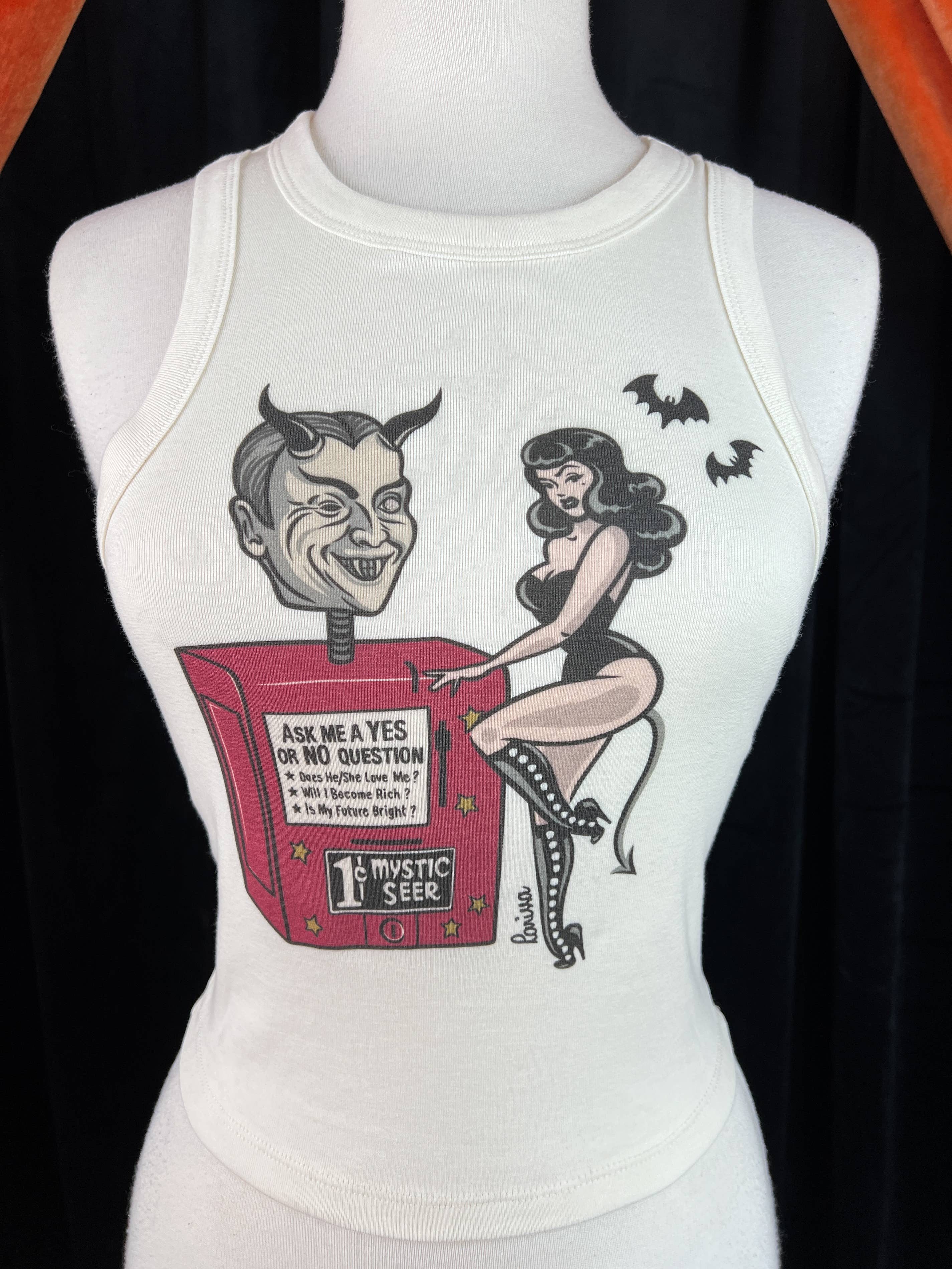 Mischief Made – wholesale Tank top – Women′s – Devil's Fortune Rib Racer Tank in Natural 2