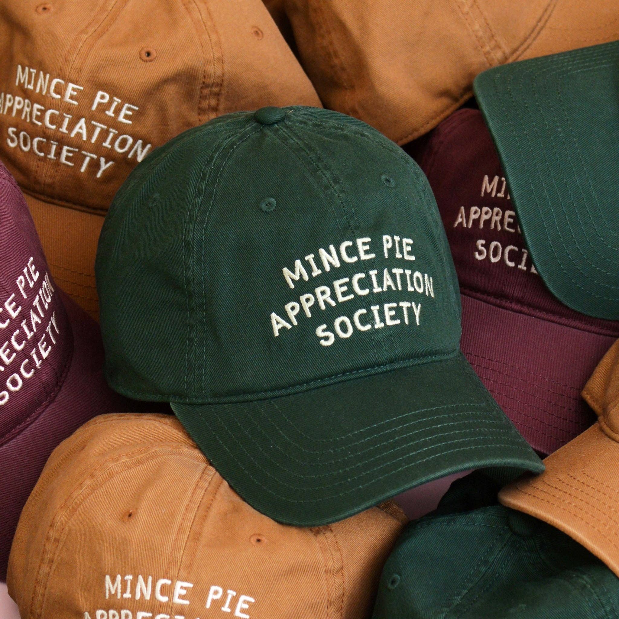 Alphabet Bags – wholesale Baseball cap – Unisex – Mince Pie Appreciation Society - Cotton Baseball Cap - Green1