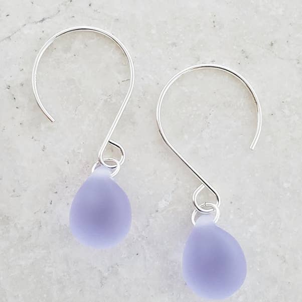Silver Eco Sea Glass Sea Droplets Earrings - Periwinkle and other Purchase Wholesale artistic wire. Free Returns & Net 60 Terms on Faire trending on Faire.