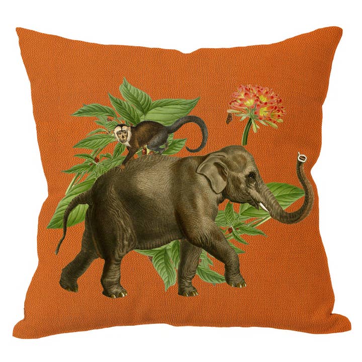 PI9206 - Afrikanische Obsession auf orangefarbenem Leinenkissen für den Großhandel von Marye-Kelley