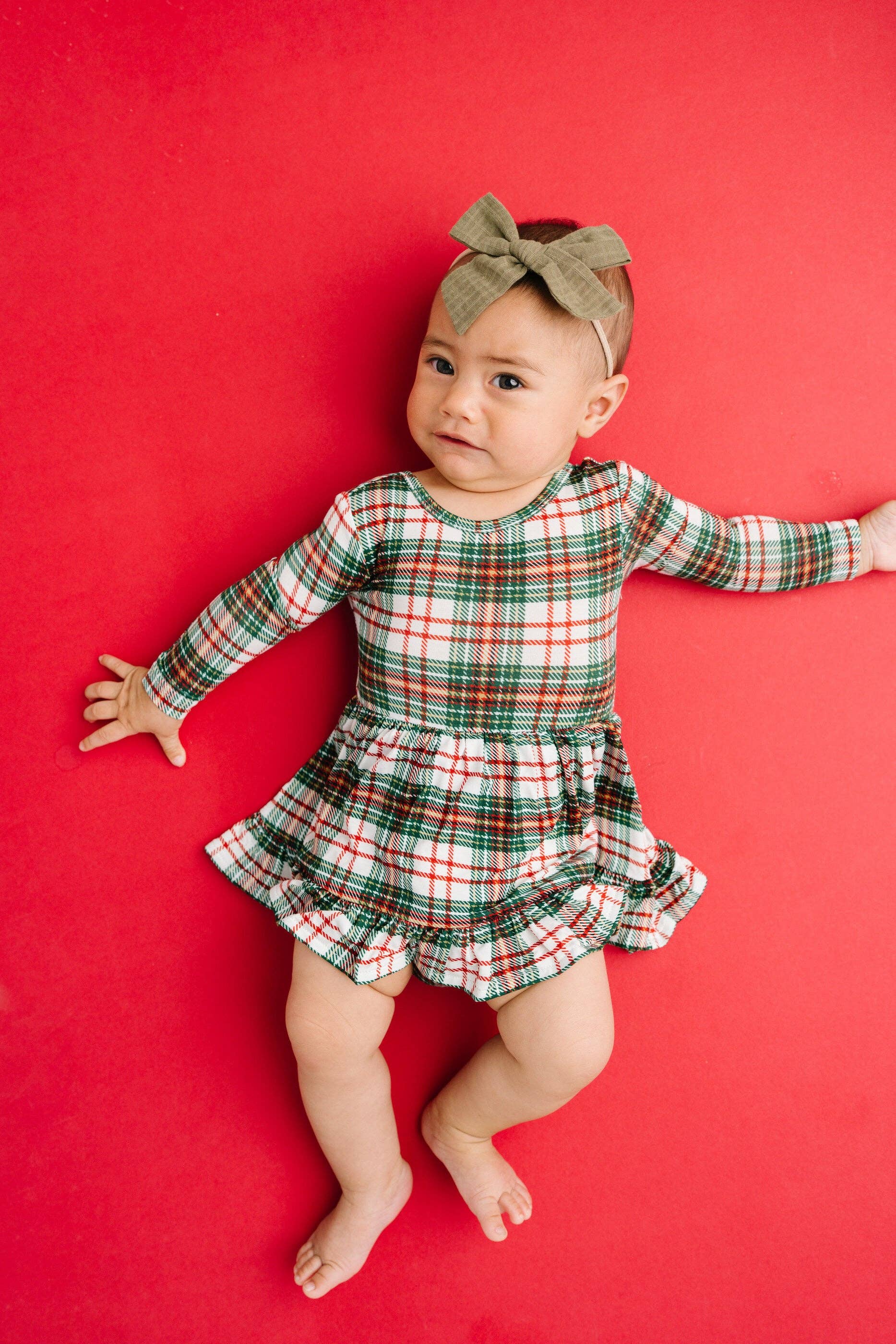 Little One Shop - Wholesale Dress - Baby - Christmas Plaid Bodysuit Bamboo Dress6