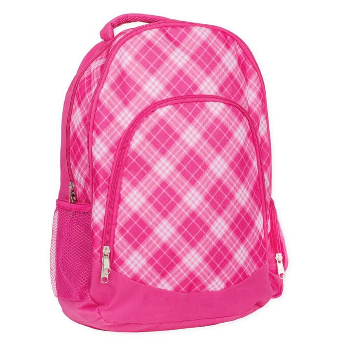 Pink Preppy Plaid Backpack for wholesale by Cottage Garden