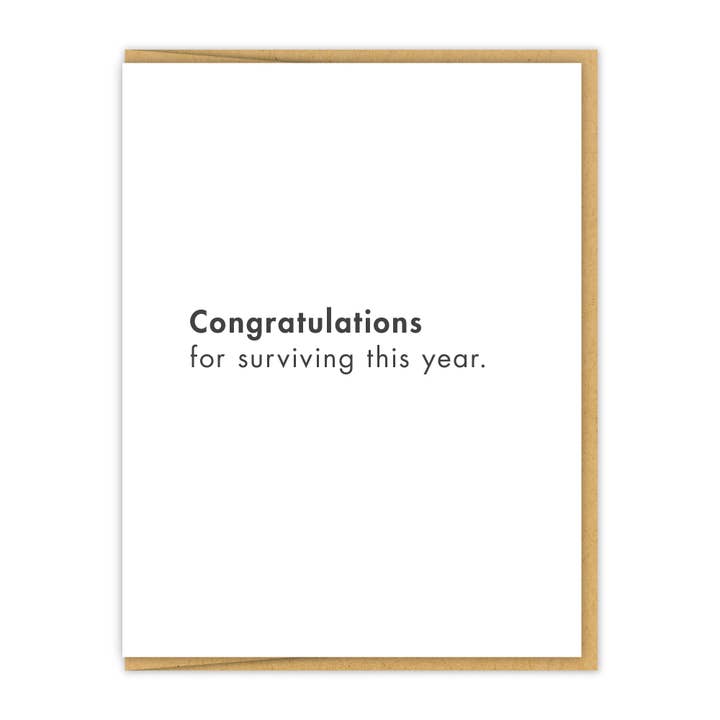 Congrats for Surviving | Letterpress Greeting Card for wholesale by Spacepig Press