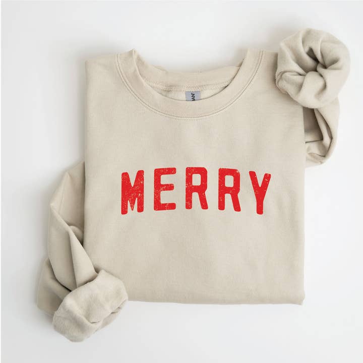 Christmas Sweatshirt Holiday Crewneck Womens Merry Sweater for wholesale by P E T I T R U E