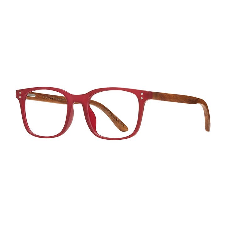 BP20854 - Nash -Rojo Mate/Madera de Nogal/Luz Azul para venta al por mayor de Blue Planet Eco-Eyewear