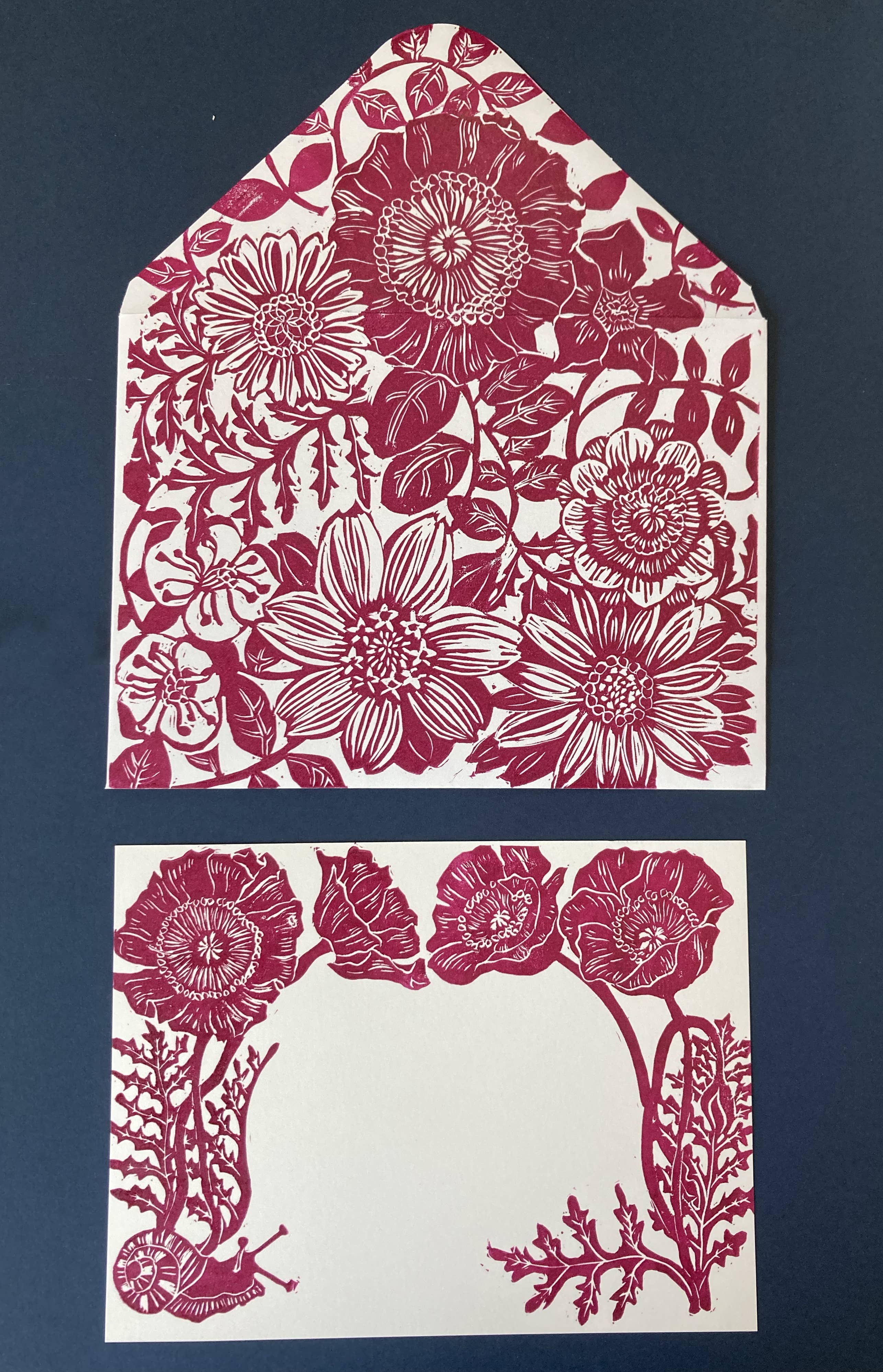 Kathie Studio - Wholesale Stationery/Notecard Set - Poppy Envelope and Postcard Stationery Set of 31