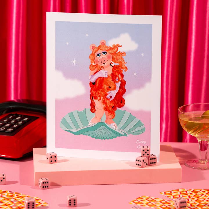 Lucky Goods Paper - Wholesale Art Print - Birth of a Goddess Piggy Portrait Print7