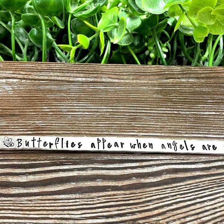 Handmade by Marlayna - Wholesale Cuff Bracelet - Butterflies Appear when Angels are Near Hand Stamped Cuff Bracelet1