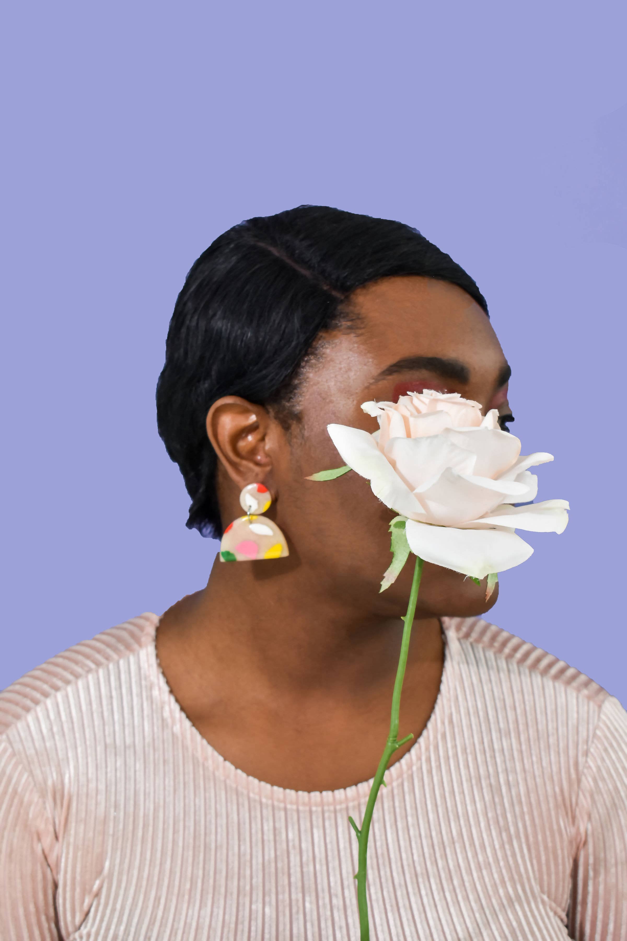 Night Moves Atelier - Wholesale Dangle Earrings - Polymer Clay Terrazzo Fan Earrings in Fruit Punch2